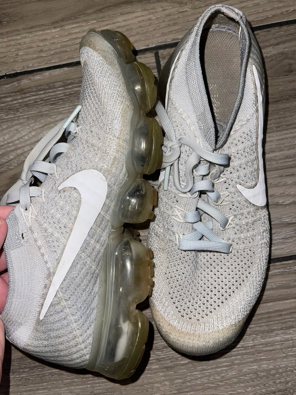 Nike VaporMax Flyknit Sneakers in Light Gray and White